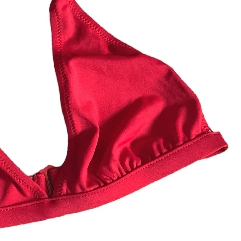 🌺 J Crew Classic Red Halter Tie Neck Bikini Top Size S NWT